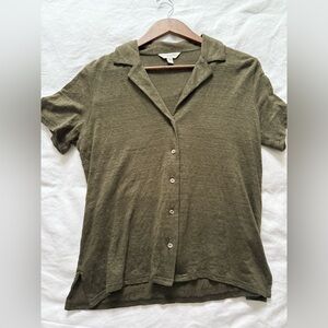 Banana Republic Linen Resort Shirt - Spice Olive Green
